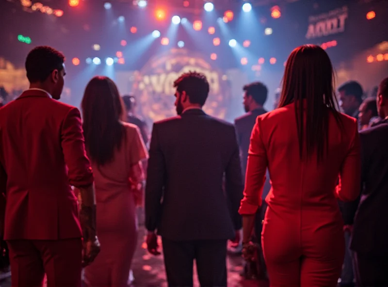 A vibrant scene from the Big Brother Brasil (BBB 25) house, showing contestants gathered, some looking stressed and others plotting, with the iconic Big Fone looming in the background.