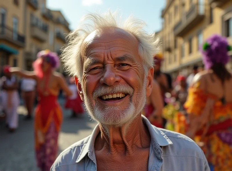 Ary Fontoura smiling at a Carnival parade.