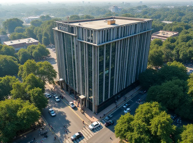 Aerial view of the CBI headquarters building in Delhi, India.