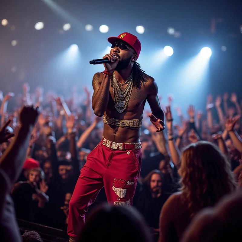 Tyga performing on stage in a concert