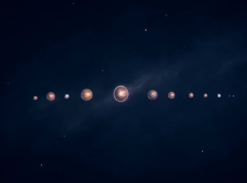 Illustration of planets aligning in the night sky.