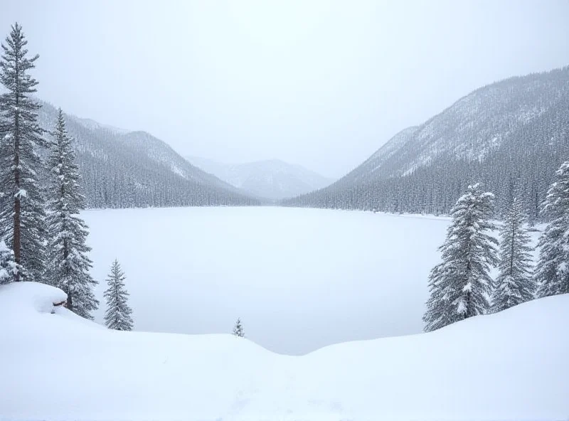 Snowy landscape of Lake Tahoe.