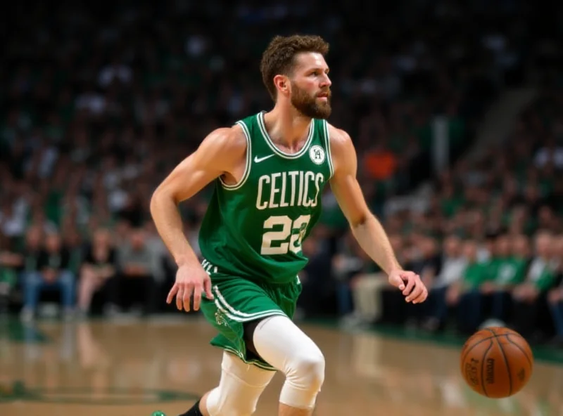 Jayson Tatum dribbling the basketball during a Celtics game.