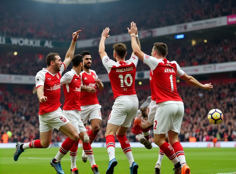 Arsenal players celebrating a goal during the match against PSV Eindhoven