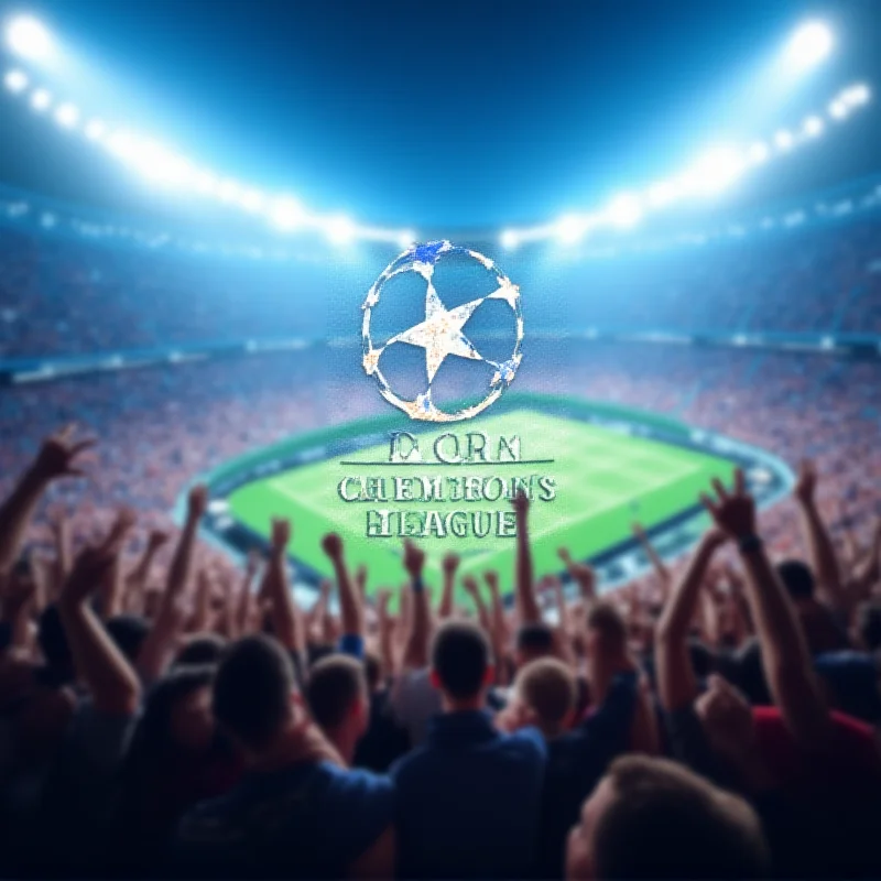 Champions League logo with stadium background