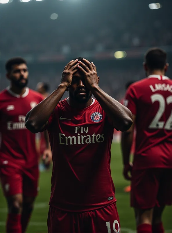 PSG players looking dejected after conceding a goal against Liverpool.