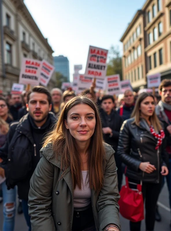 Image of Serbian students protesting with signs and banners.