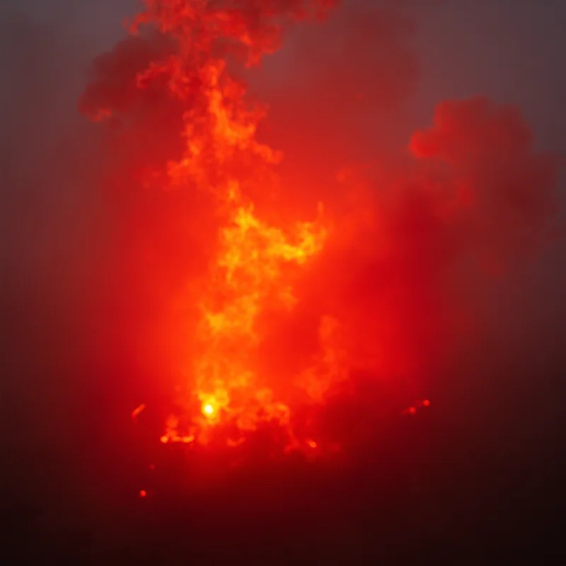 Close-up of a flare burning with smoke