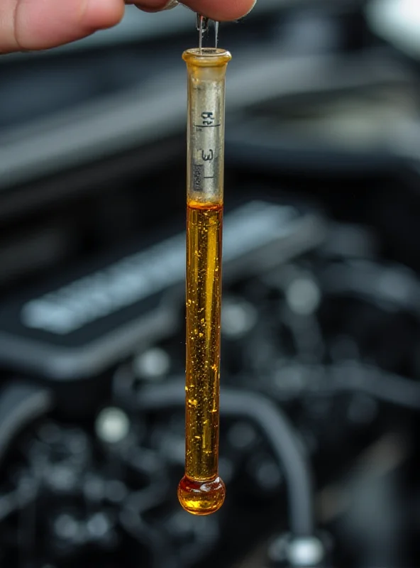 Close-up of an engine oil dipstick showing clean oil.