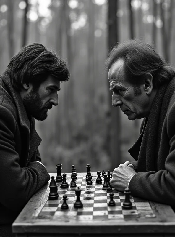 A tense moment during the 1972 chess match between Boris Spassky and Bobby Fischer.