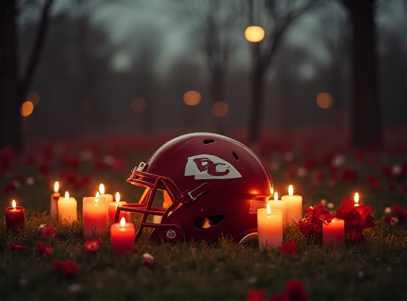 Somber image depicting a memorial for the deceased Kansas City Chiefs fans