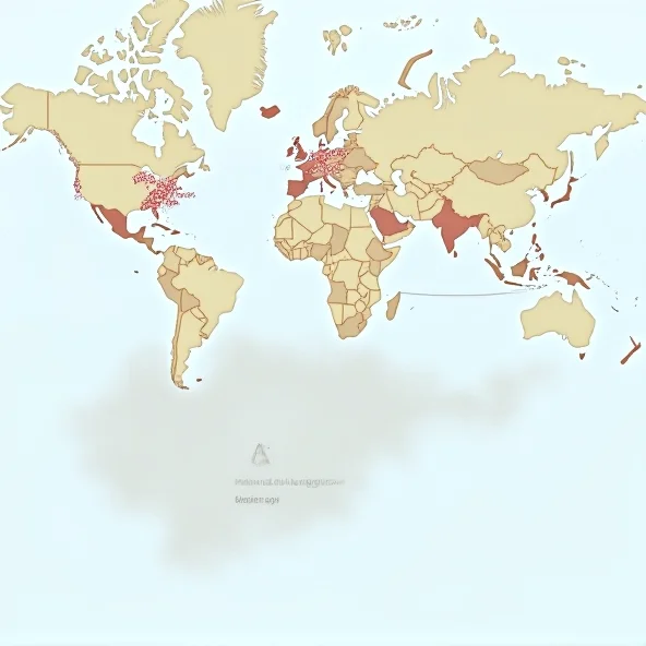 A map highlighting Chile and Spain, showcasing the geographical distance between the two countries.