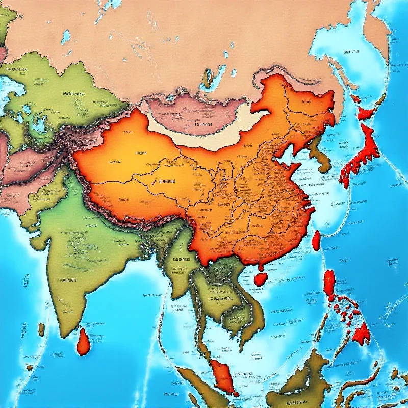 A map highlighting China's strategic location and potential trade routes.