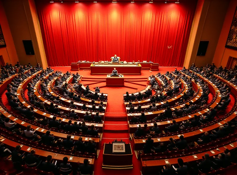 Aerial view of the Great Hall of the People during the National People's Congress.