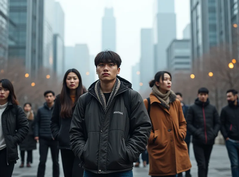 A group of young Chinese adults looking concerned.