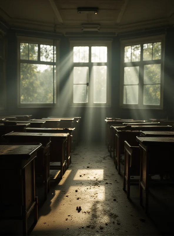 A classroom with empty desks, symbolizing the lack of sex education.