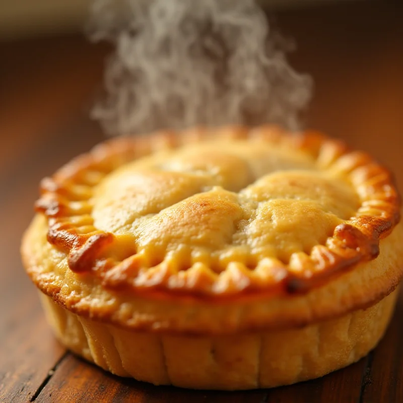 Close-up shot of a freshly baked Pukka Pie.