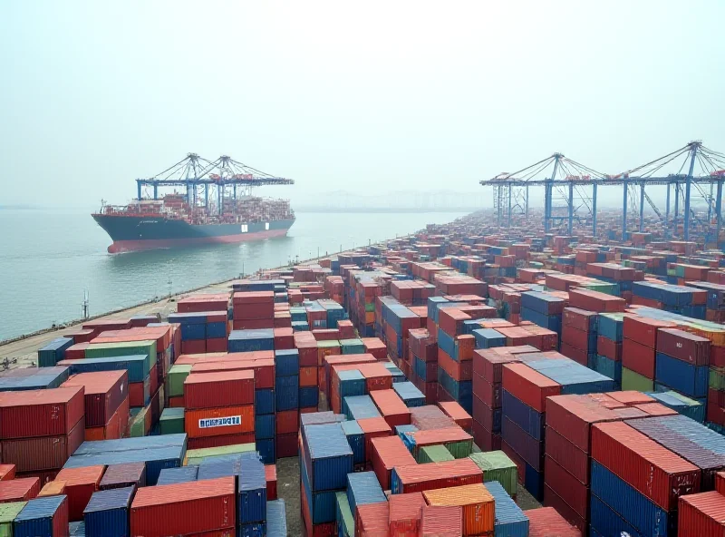 Containers at a port in China, symbolizing trade and commerce.