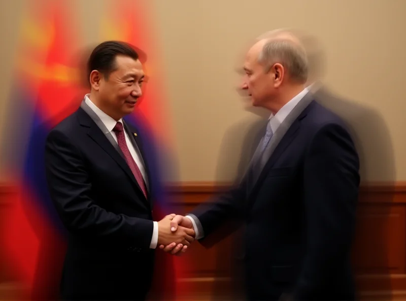 Xi Jinping shaking hands with Vladimir Putin during a formal meeting.