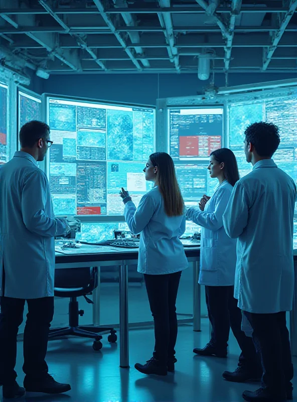 A group of AI scientists in a modern laboratory setting