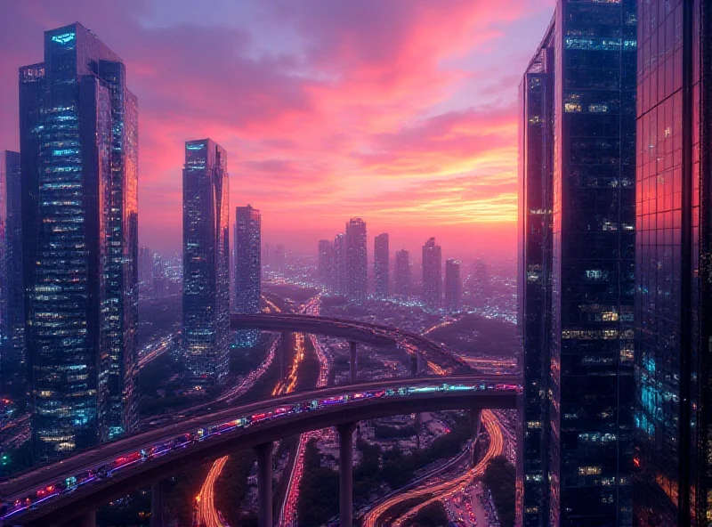 A futuristic cityscape of Guangdong, China, with modern skyscrapers and advanced technology infrastructure.