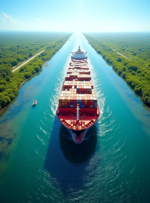 A container ship passing through the Panama Canal.