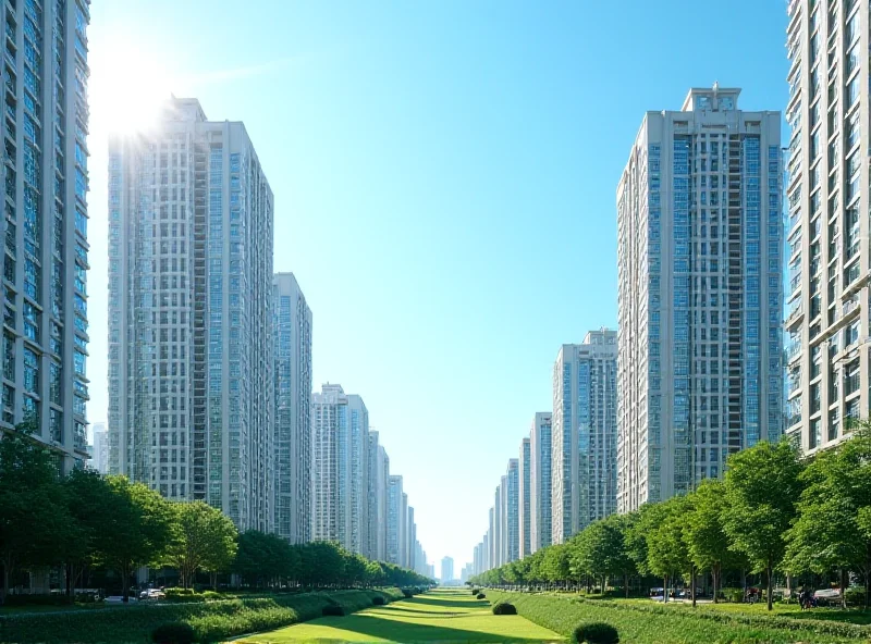 Modern apartment buildings in a Chinese city under a clear sky, representing the property market.