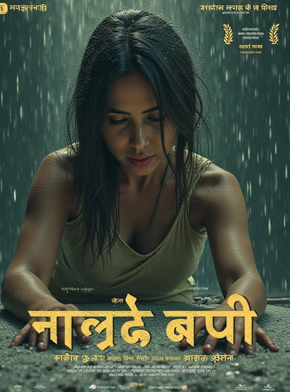 A poster for the fictional Indian film 'Pani ľudí', depicting a woman doing housework with a look of exhaustion on her face.