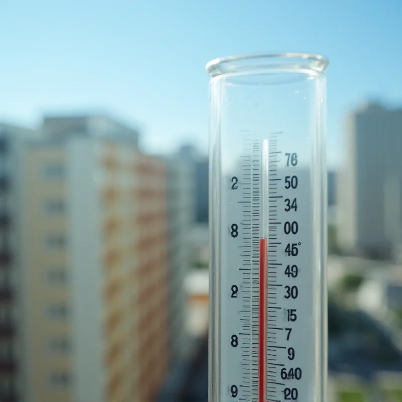 Thermometer showing high temperature in Porto Alegre, Brazil