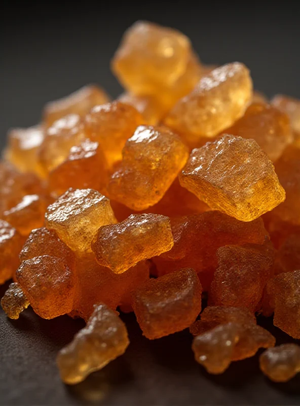 Close-up of gum arabic crystals