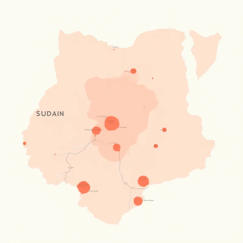 Map of Sudan highlighting conflict zones