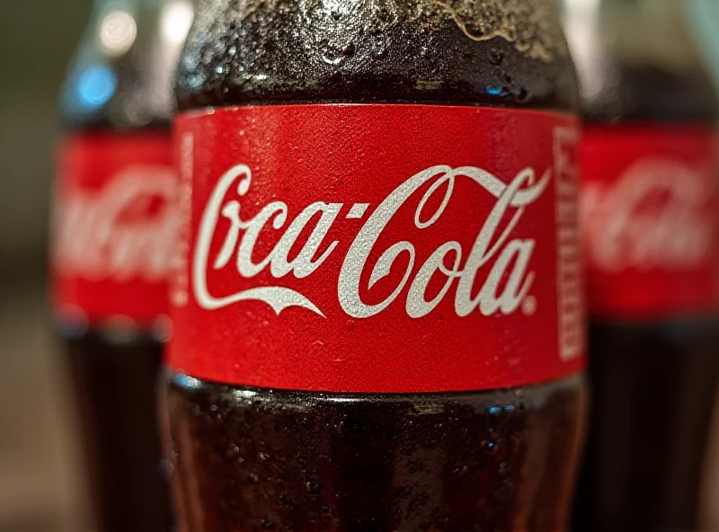 Coca-Cola logo on a glass bottle with condensation