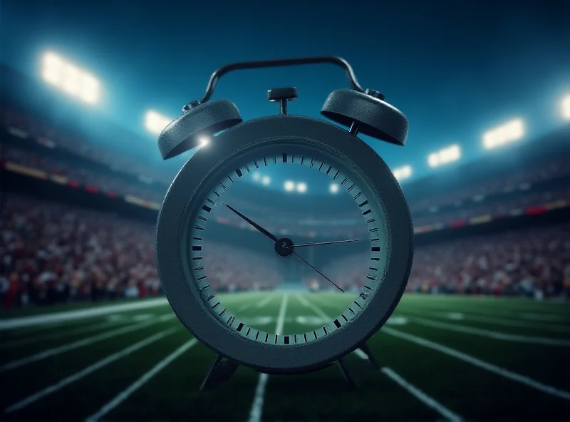 Conceptual image of a ticking clock superimposed on a college football stadium.