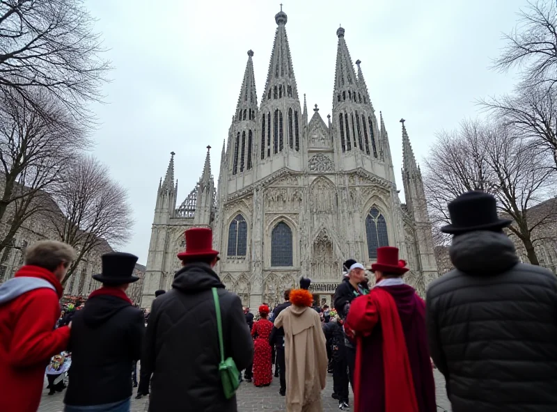 Cologne Cathedral during Carnival with police presence