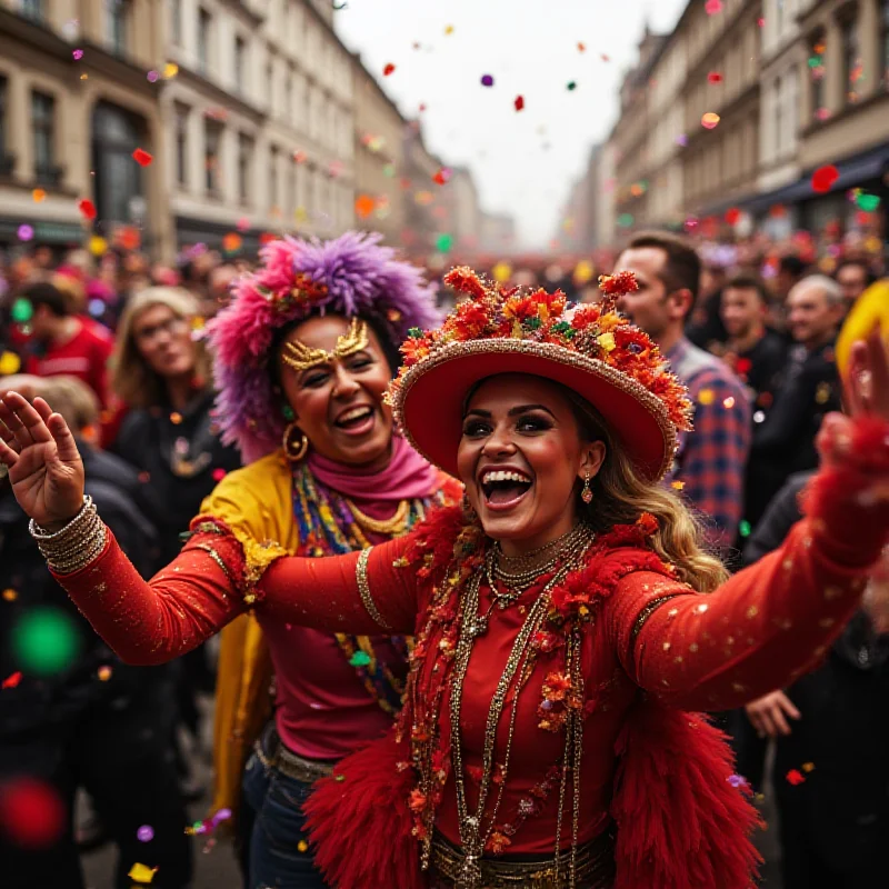 Crowd of people in costume at Cologne Carnival