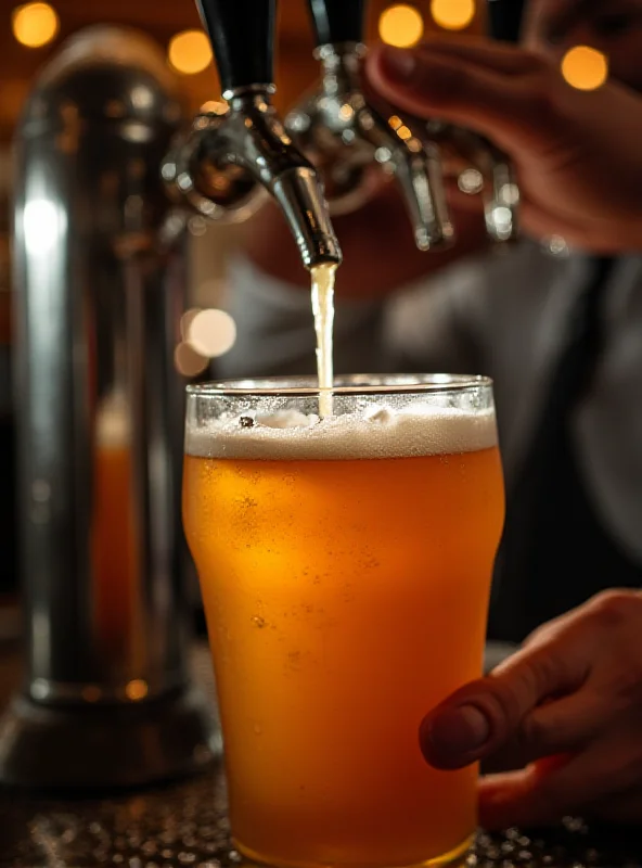 Close-up of craft beer being poured from a tap at Fiction Beer Company