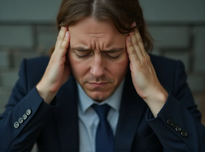 A person nervously sweating during a job interview.