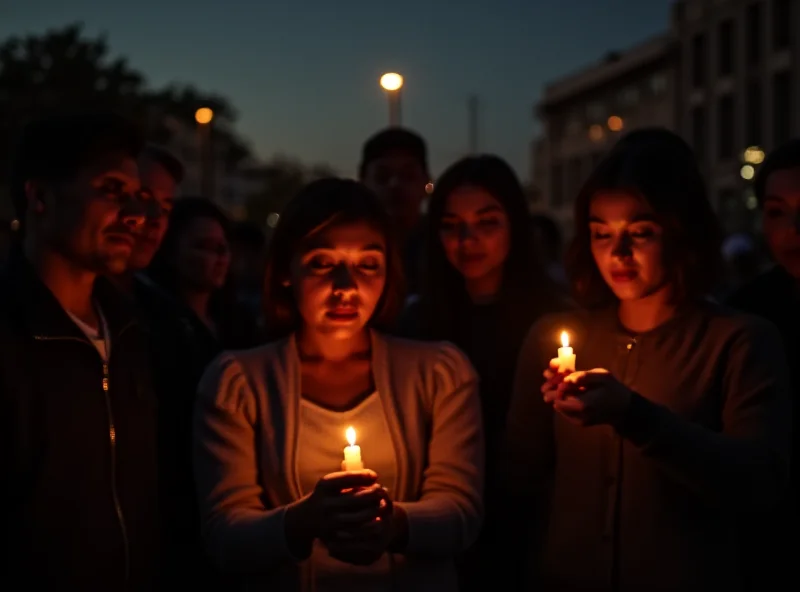 Mourners gathering at a vigil for Katarzyna