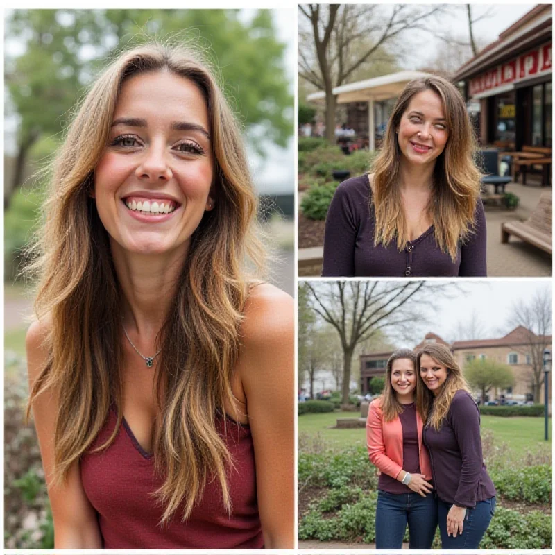 A collage of photos showing Katarzyna smiling and happy