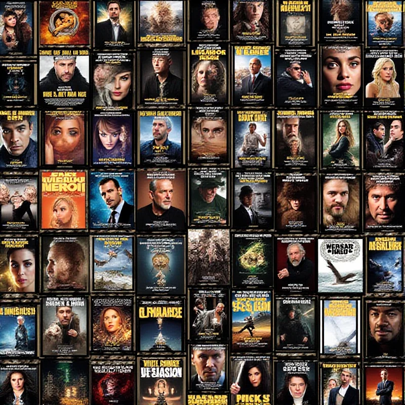 A collage of film posters from various movies nominated for the Academy Awards. The posters feature different genres and styles, showcasing the diversity of the nominees.