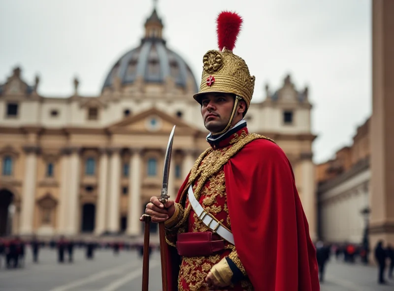 Swiss Guard standing guard at the Vatican.