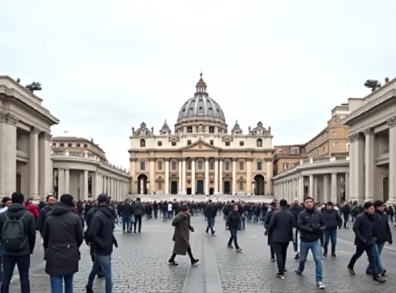 St. Peter's Basilica with crowds of people.