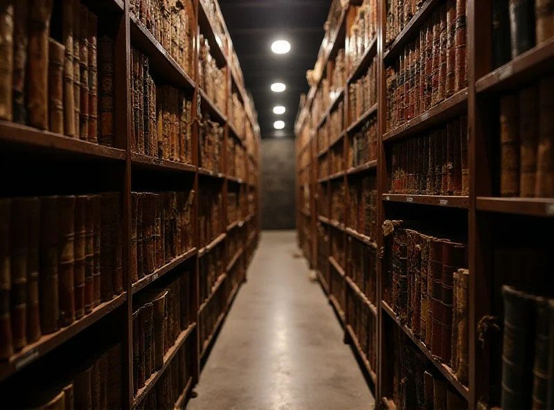 Interior of the Vatican library with rows of ancient books.