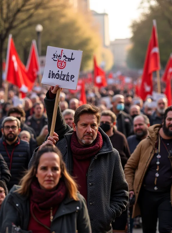 Demonstration in Istanbul with banners and signs