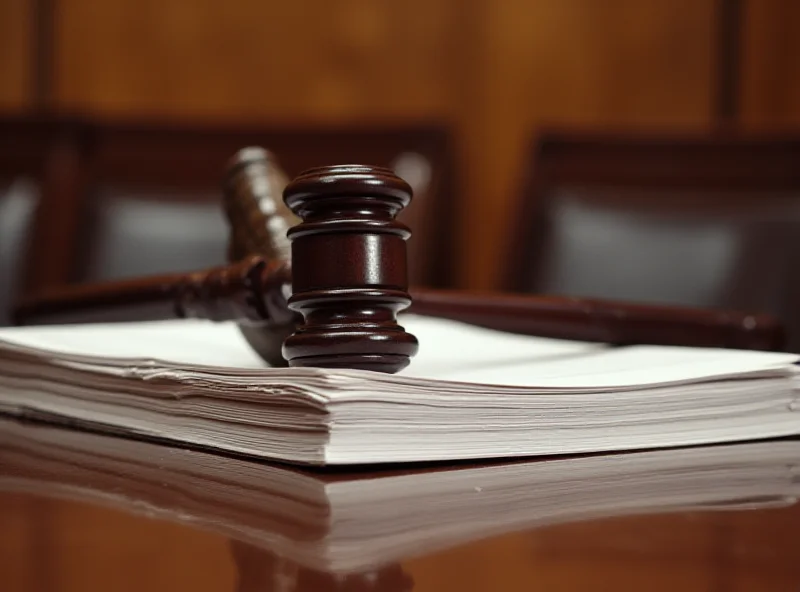 A gavel resting on a stack of documents in a congressional hearing room