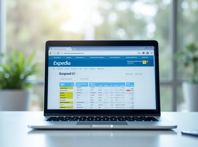 Image of a laptop displaying the Expedia website