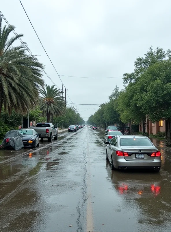 Flooded street in Valencia after a heavy rainstorm