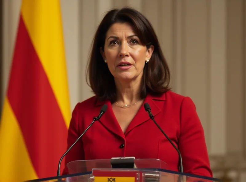 Ruth Merino, Finance Minister of the Valencian Community, speaking at a press conference