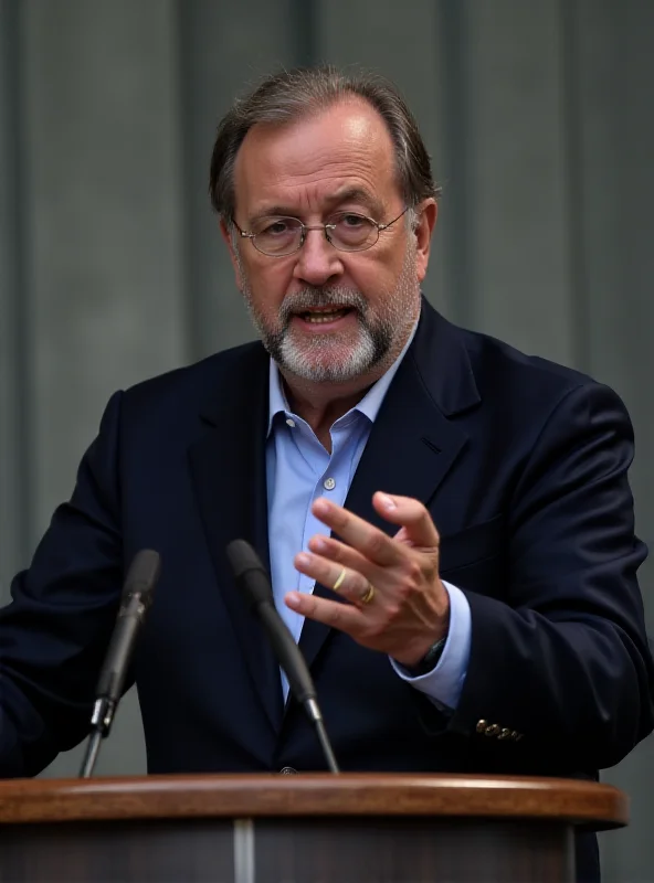 Vincenzo De Luca speaking at a press conference, looking stern and making a point.