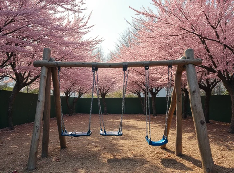 A somber image of a deserted playground in Japan, symbolizing the declining birth rate.